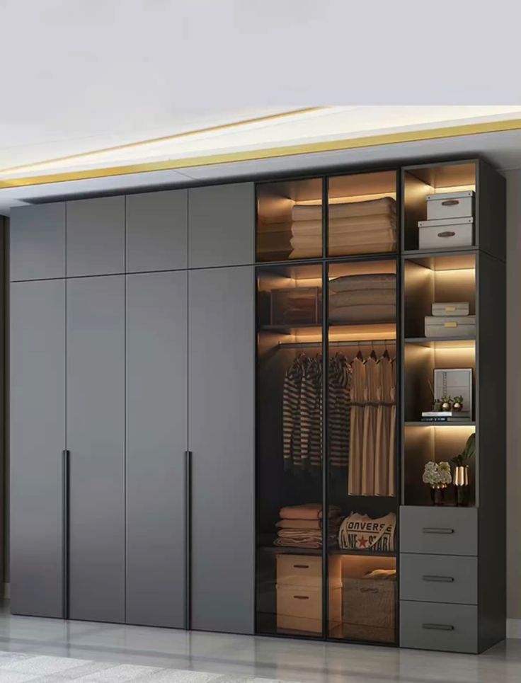 کمد دیواری مدرن با فریم شیشه ای